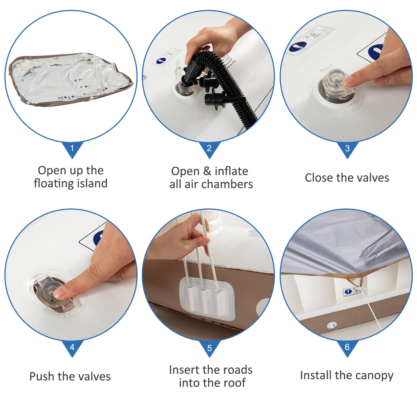 Radeau de natation gonflable pour salon de flotteur de piscine, blanc