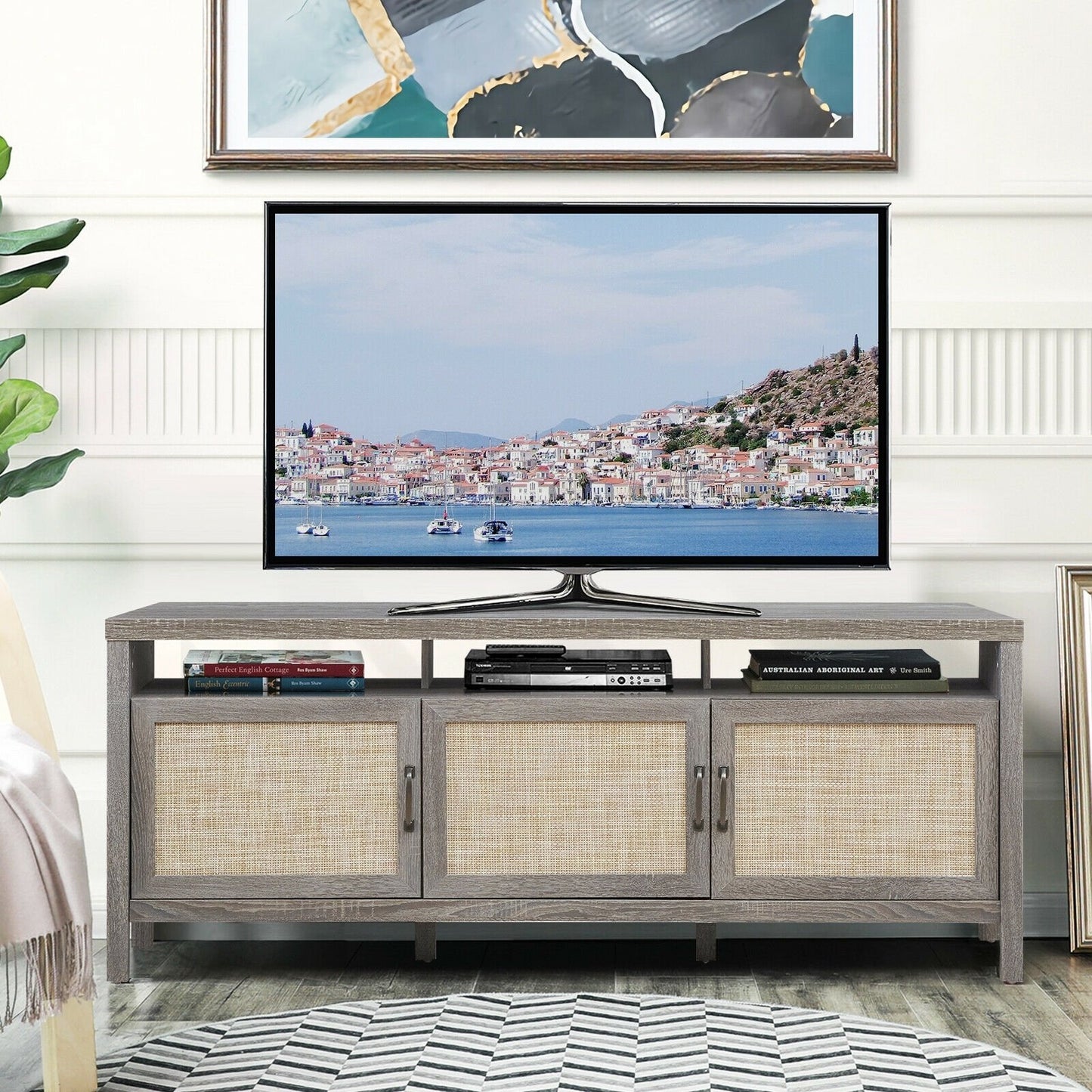 Universal TV Stand Entertainment Media Center for TV's up to 65 Inch, Gray