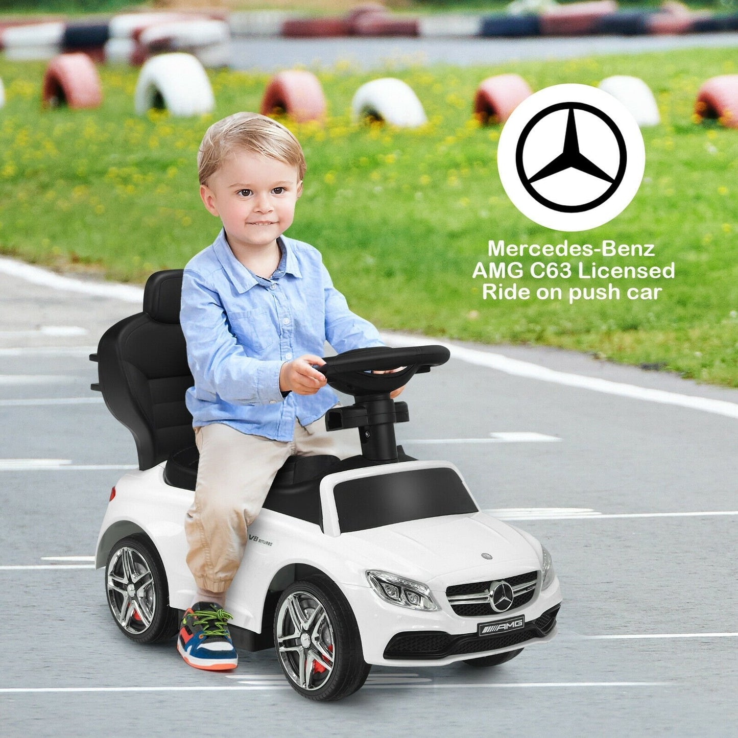 3-in-1 Mercedes Benz Ride-on Toddler Sliding Car, White