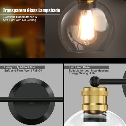 Modern 3-light Bubbled Glass Vanity Light, Black