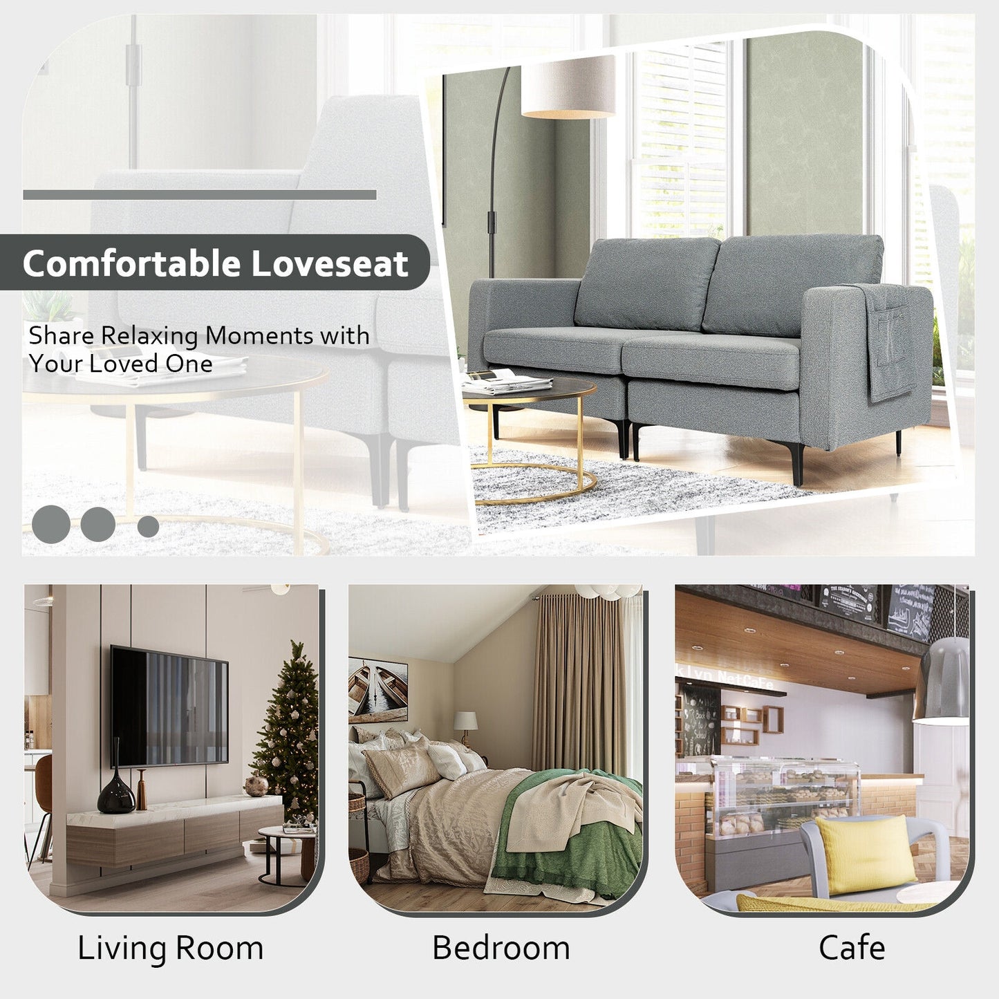 2-Seat Convertible Sectional Sofa, Reversible Ottoman, Gray Sofas & Loveseats at Gallery Canada