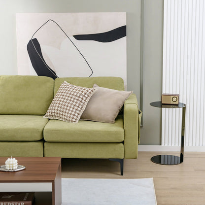 Modern Loveseat Sofa Couch with Side Storage Pocket and Sponged Padded Seat Cushions, Green at Gallery Canada