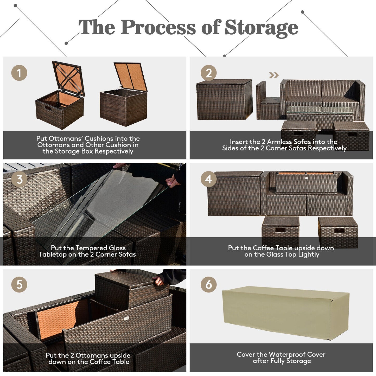 8 Piece Patio Rattan Furniture Set, Storage Box, Waterproof Cover, Red Outdoor Sectionals at Gallery Canada