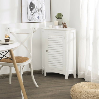 Corner Storage Cabinet Free Standing Bathroom Cabinet with Shutter Door, White at Gallery Canada