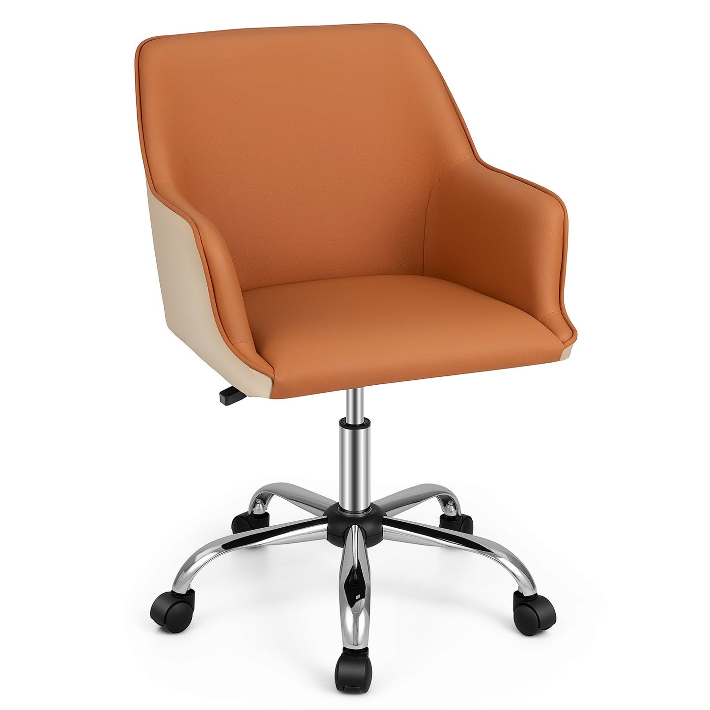 PU Covered Office Chair with Adjustable Height and Sponge Padded Cushion, Brown at Gallery Canada