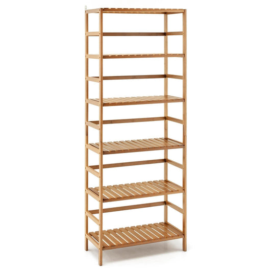 6-Tier Bamboo Bookshelf with Adjustable Shelves, Natural