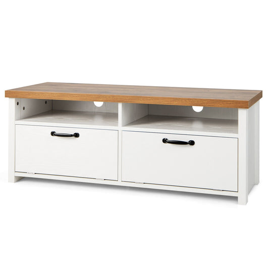 41.5 Inch Modern TV Stand with 2 Cabinets for TVs up to 48 Inch, White