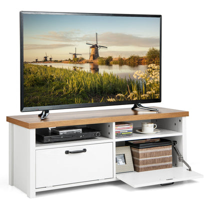 41.5 Inch Modern TV Stand with 2 Cabinets for TVs up to 48 Inch, White
