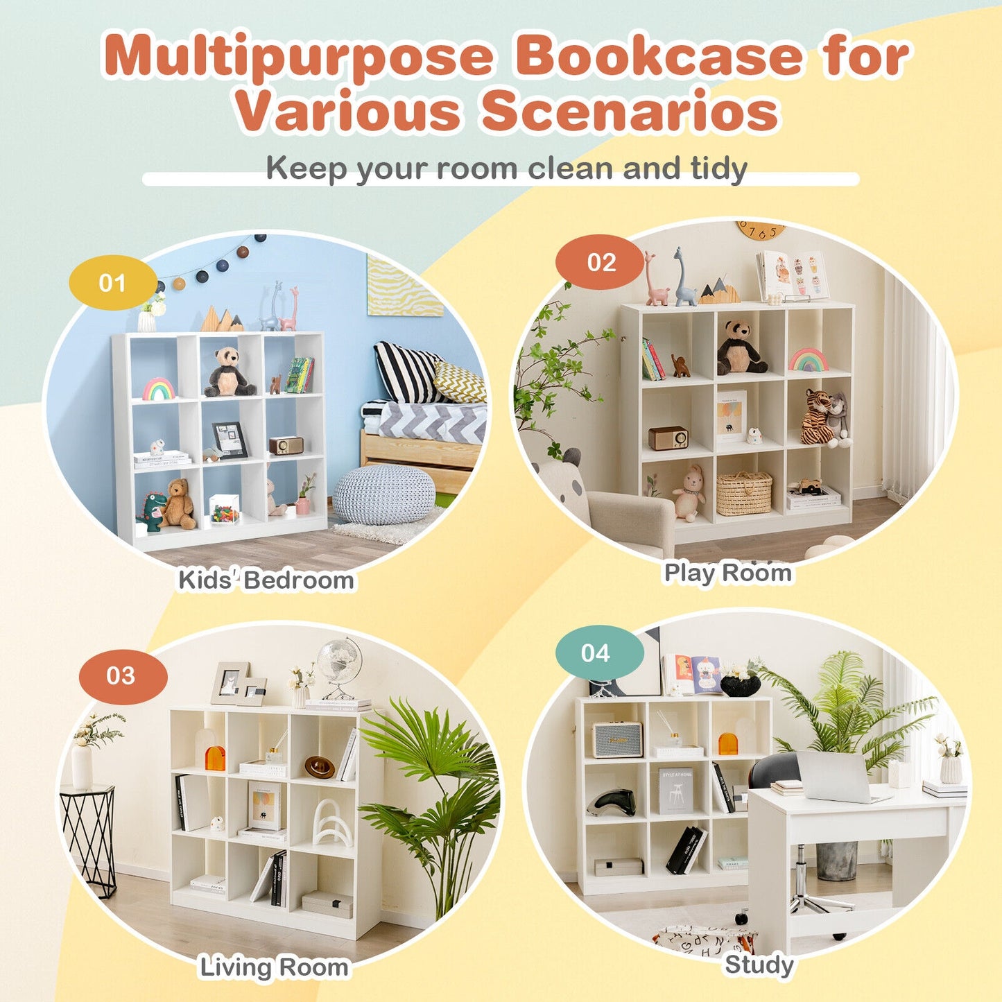 9-Cube Bookcase With Anti-Tipping Kits, White Bookcases at Gallery Canada