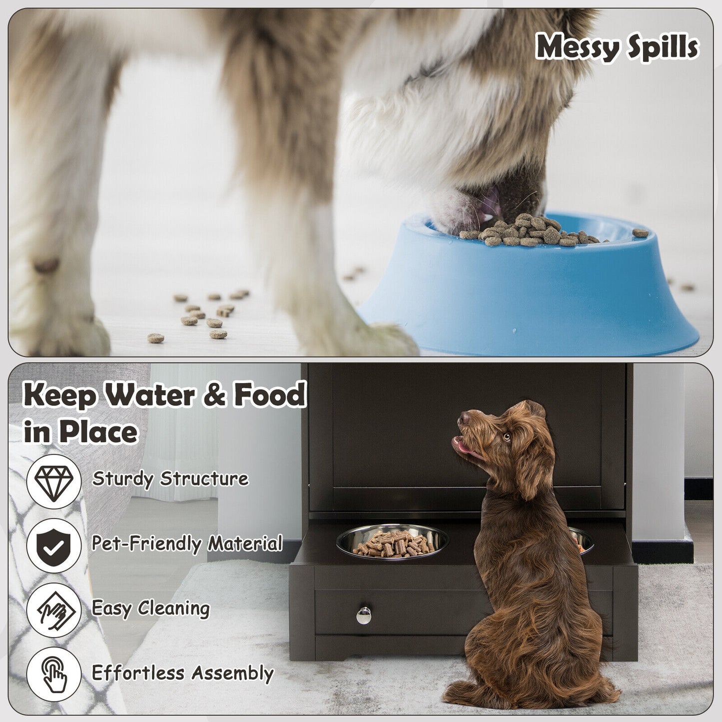 Pet Feeder Station, Stainless Steel Bowl, Coffee Cat Supplies at Gallery Canada