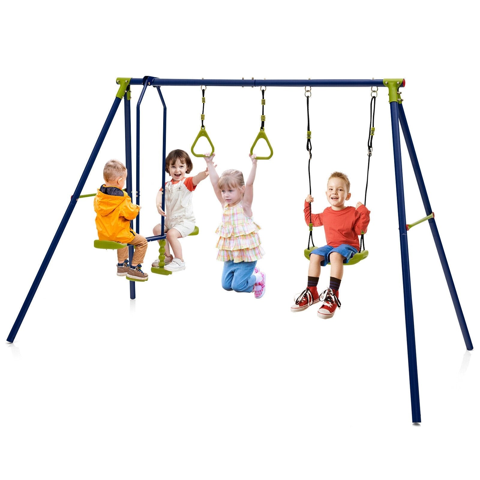 3-in-1 Outdoor Swing Set for Kids Aged 3 to 10, Blue at Gallery Canada