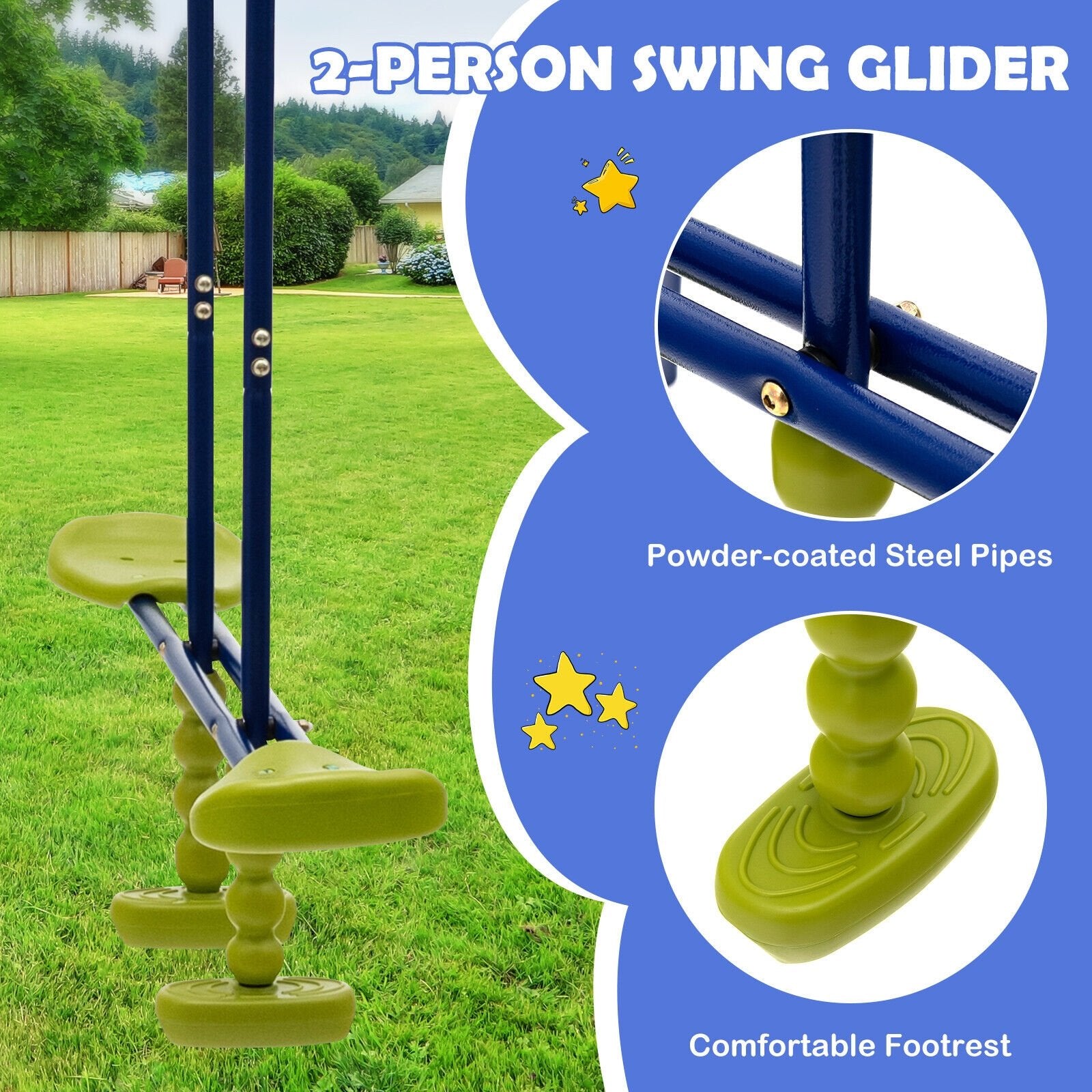 3-in-1 Outdoor Swing Set for Kids Aged 3 to 10, Blue at Gallery Canada