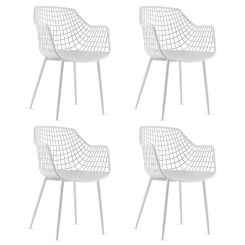 Set of 4 Heavy Duty Modern Dining Chair with Airy Hollow Backrest, White