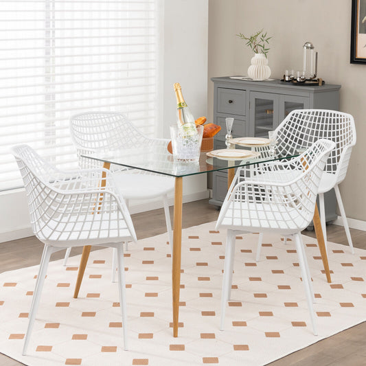 Set of 4 Heavy Duty Modern Dining Chair, White Dining Chairs White at Gallery Canada