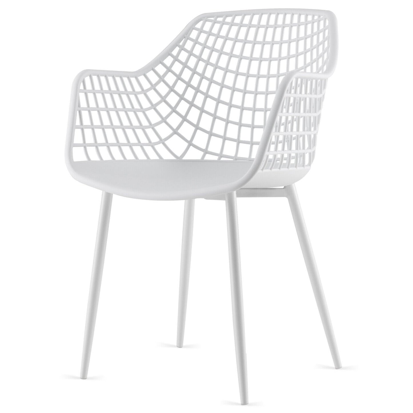 Set of 4 Heavy Duty Modern Dining Chair with Airy Hollow Backrest, White at Gallery Canada