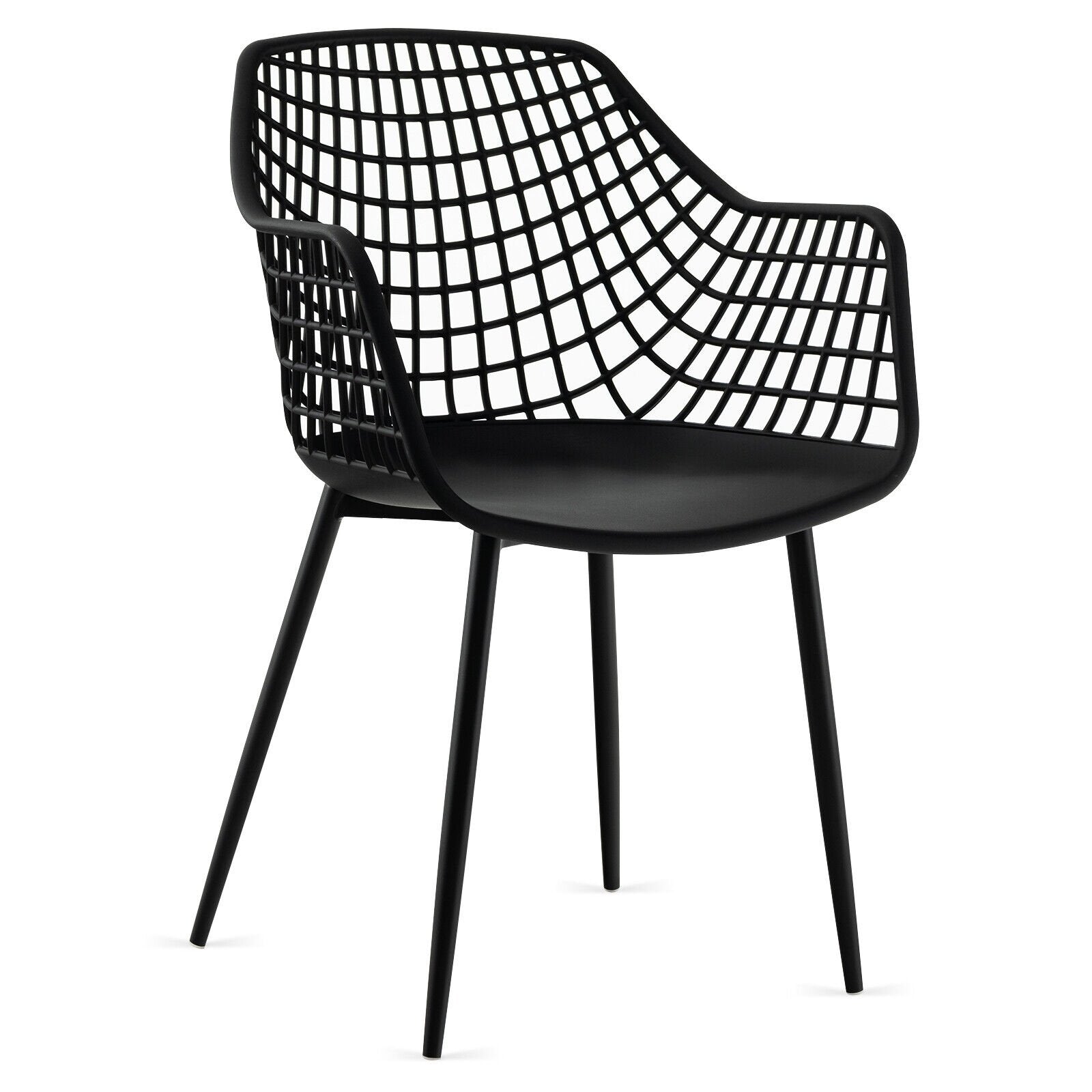 Set of 4 Heavy Duty Modern Dining Chair with Airy Hollow Backrest, Black at Gallery Canada