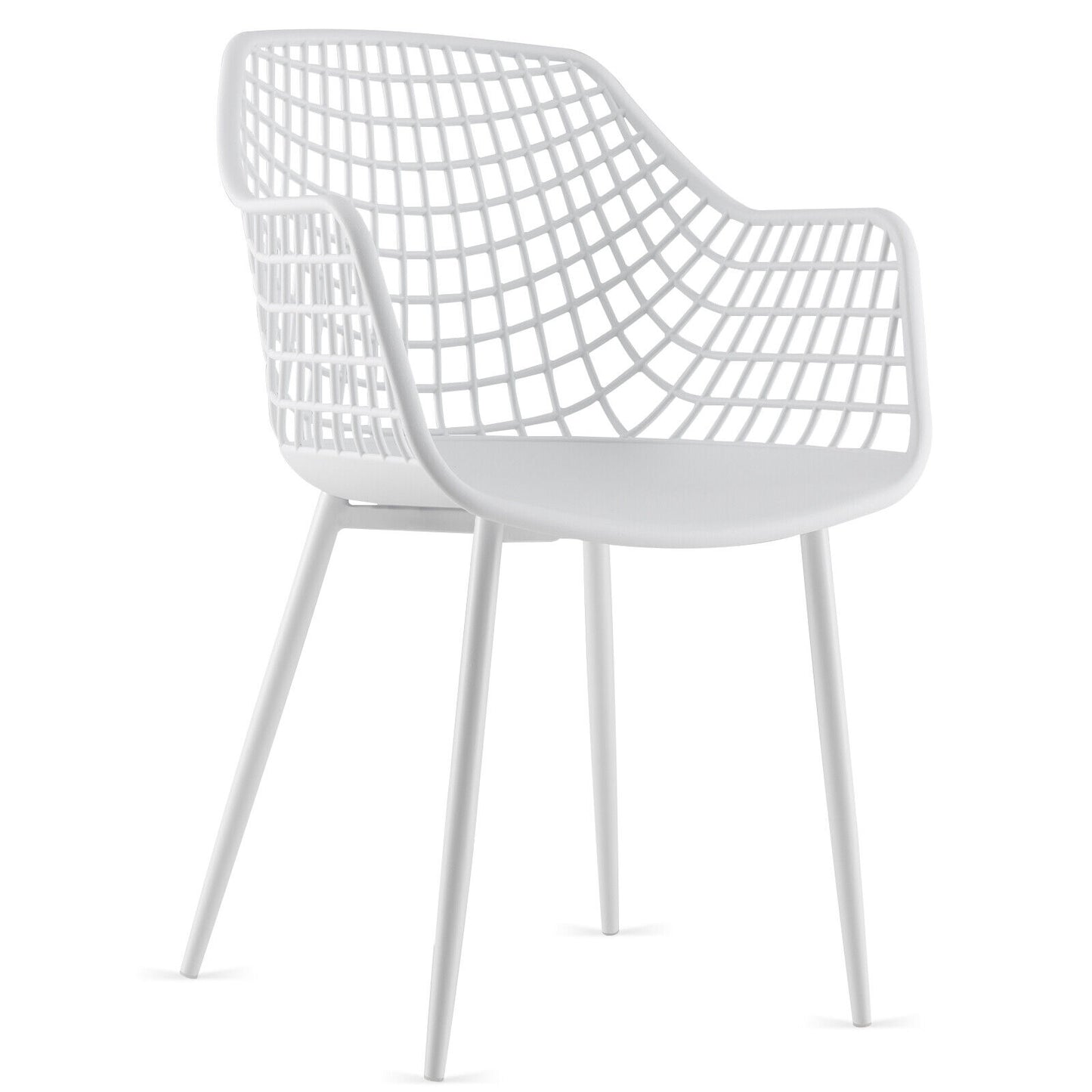 Set of 4 Heavy Duty Modern Dining Chair with Airy Hollow Backrest, White Dining Chairs at Gallery Canada