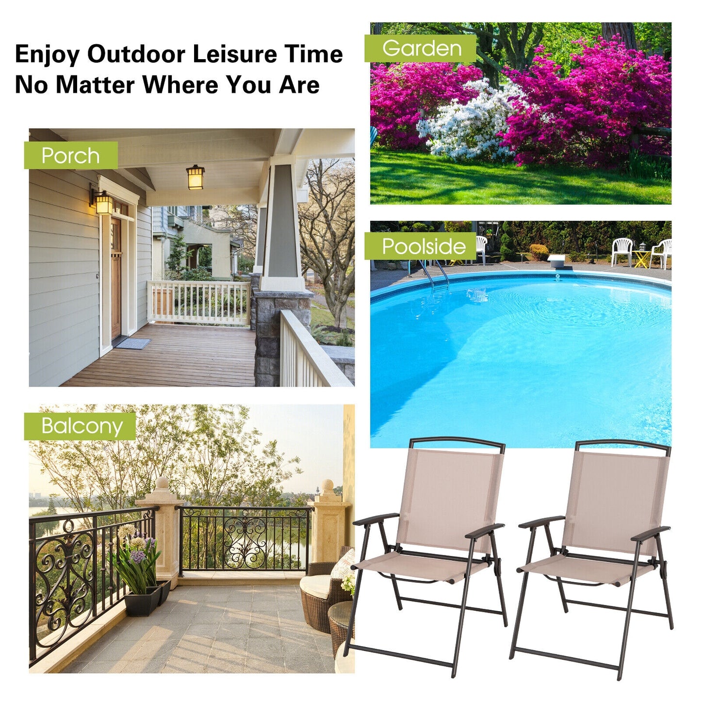 Set Of 2 Patio Dining Chairs With Armrests, Rustproof Steel Frame, Beige Patio Dining Chairs at Gallery Canada