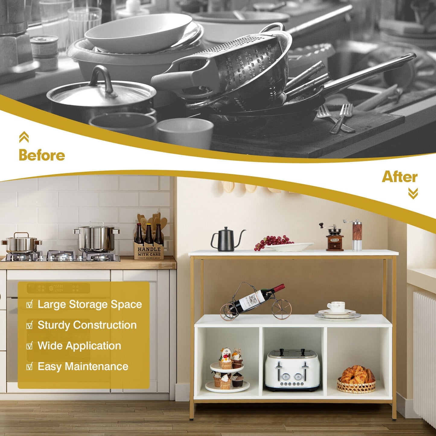 Modern Kitchen Buffet Sideboard with 3 Compartments, White Sideboards Cabinets & Buffets at Gallery Canada