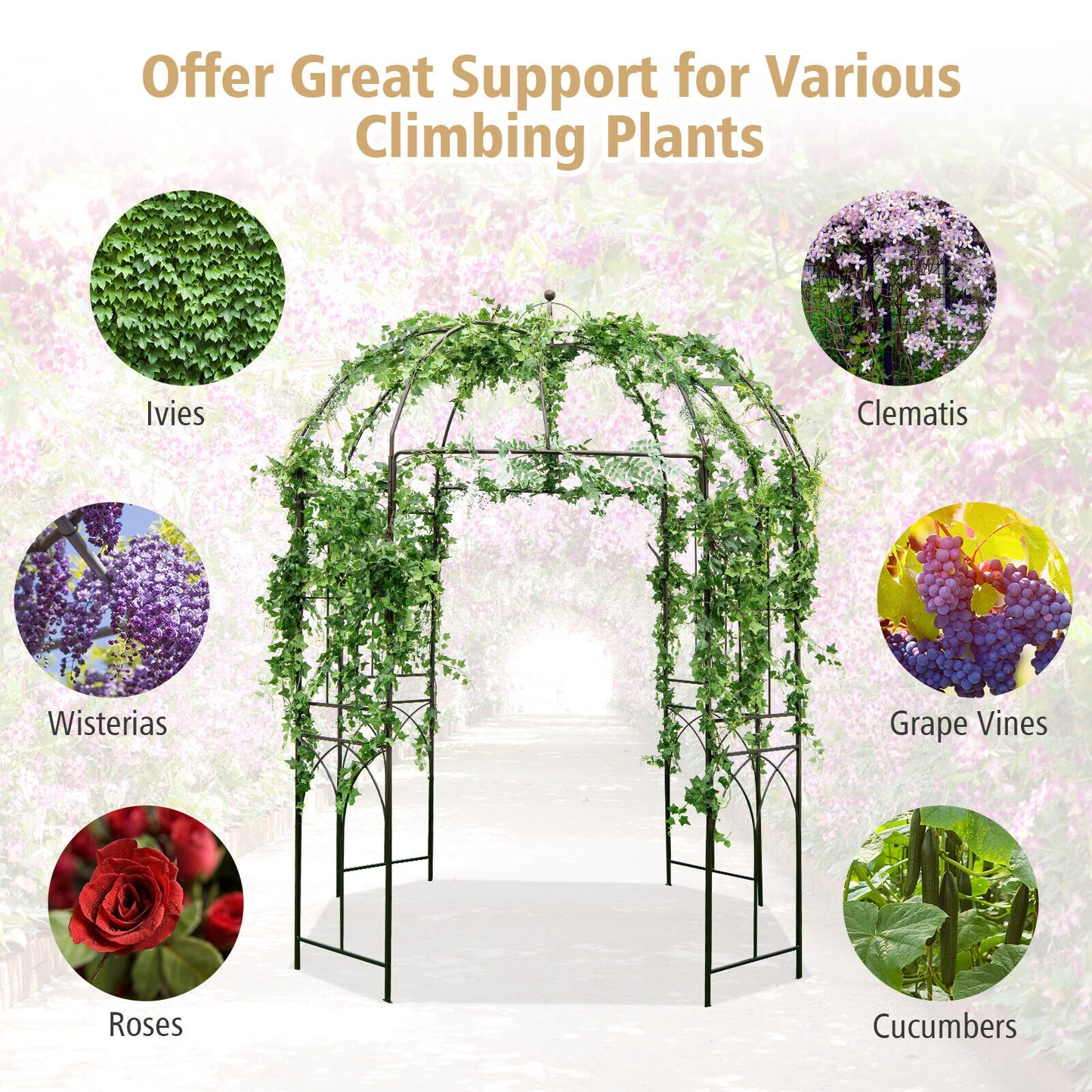 8.4 x 7 Feet Wide Birdcage Shape Garden Arbor, Copper Outdoor Decor at Gallery Canada