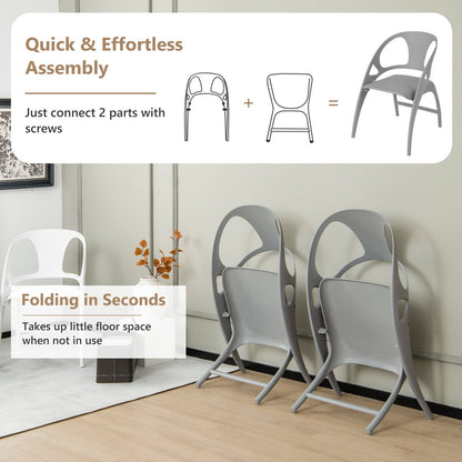 Folding Dining Chairs Set of 2 with Armrest and High Backrest, Gray at Gallery Canada
