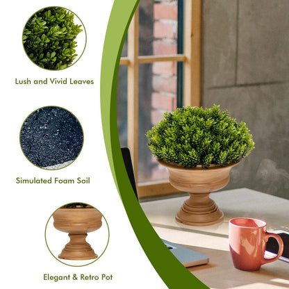4 Pack Artificial Boxwood Topiary Trees, Green