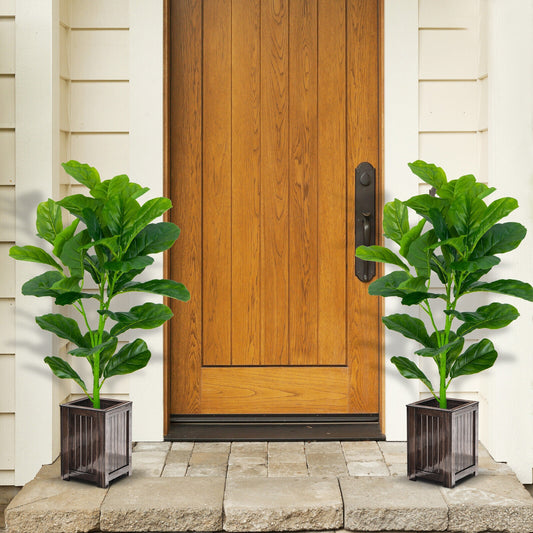 2-Pack Artificial Fiddle Leaf Fig Tree, Green Faux Plants Green at Gallery Canada
