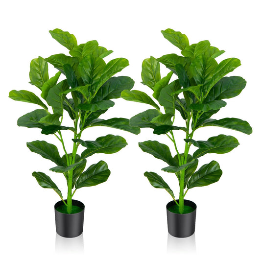 2-Pack Artificial Fiddle Leaf Fig Tree, Green