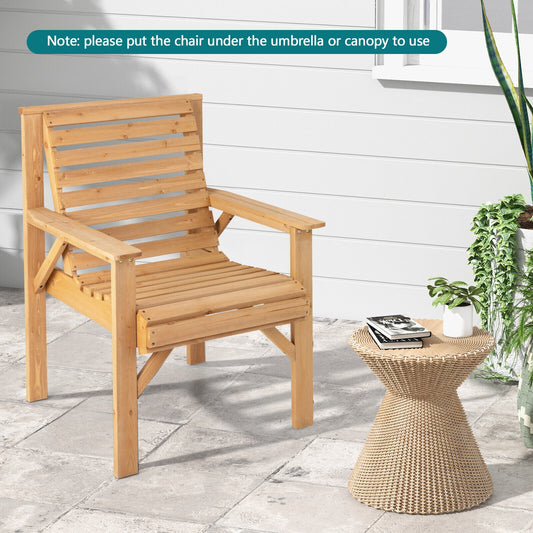 Outdoor Solid Fir Wood Chair with Inclined Backrest, Natural Patio Dining Chairs Natural at Gallery Canada
