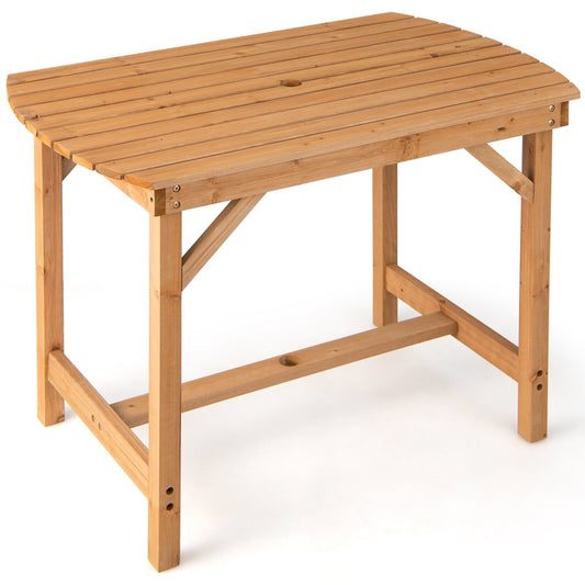 Outdoor Fir Wood Dining Table with 1.5 Inch Umbrella Hole, Natural at Gallery Canada