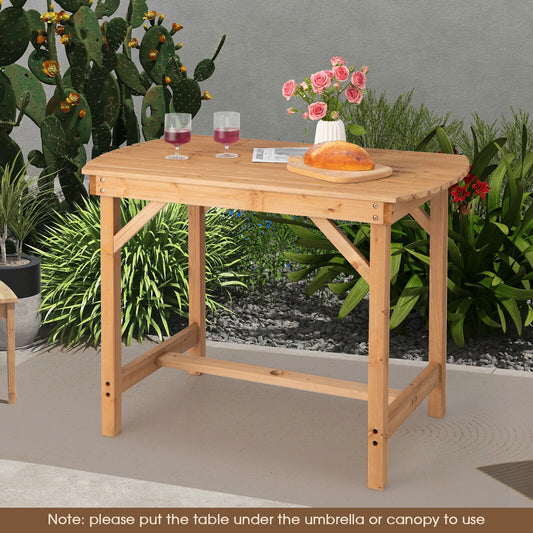 Outdoor Fir Wood Dining Table with 1.5 Inch Umbrella Hole, Natural Patio Dining Tables Natural at Gallery Canada