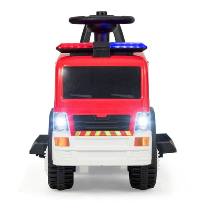 Kids 6V Battery Powered Electric Ride On Fire Truck, Black & Red
