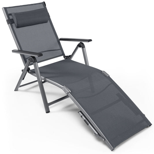 Outdoor Aluminum Chaise Lounge Chair with Quick-Drying Fabric, Gray at Gallery Canada