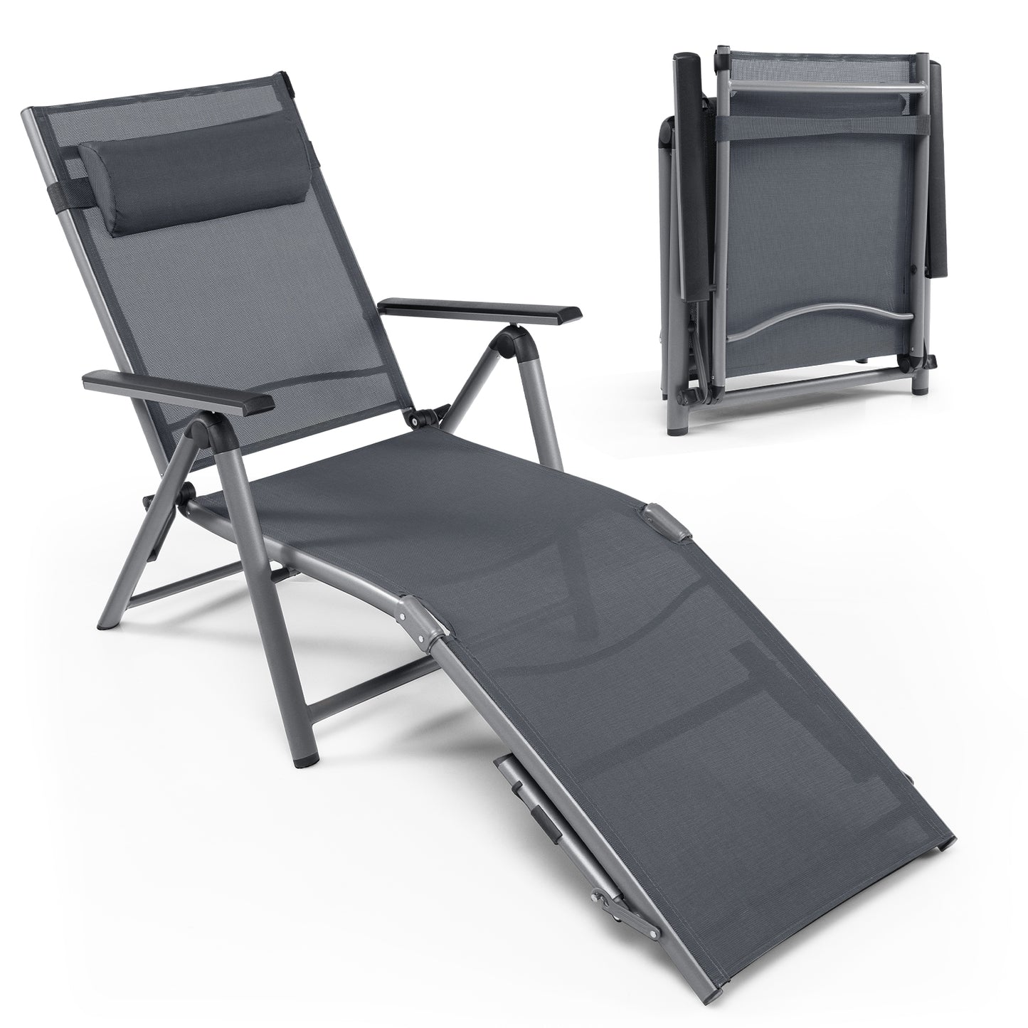 Aluminum Chaise Lounge Chair, Quick-Drying Fabric, Gray Outdoor Chaise Lounges at Gallery Canada