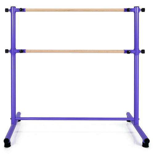 47 Inch Double Ballet Barre with Anti-Slip Footpads, Purple