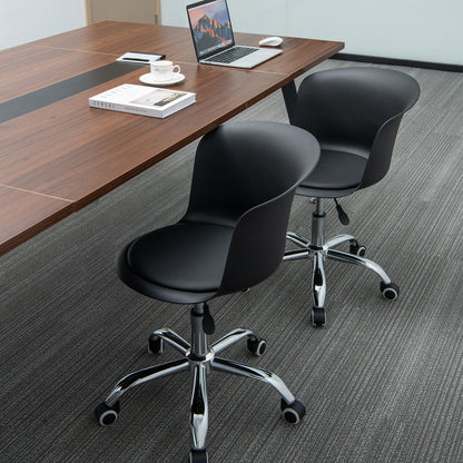 Set of 2 Office Desk Chair with Ergonomic Backrest and Soft Padded PU Leather Seat, Black at Gallery Canada