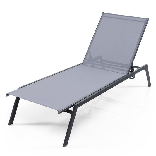 Outdoor Adjustable Chaise Lounge Chair with Lay Flat Position and Quick-Drying Fabric, Multicolor at Gallery Canada