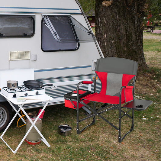 Folding Camping Director Chair With Cooler Bag, Side Table, Red Camping Furniture Red at Gallery Canada