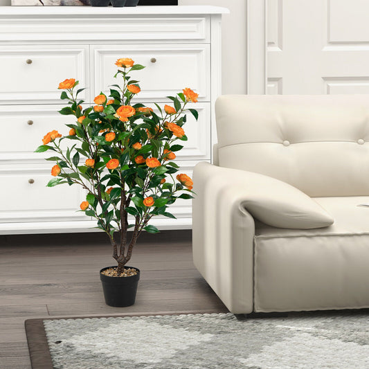 3.3 Feet Artificial Camellia Tree, Indoor Outdoor, Multicolor Faux Plants Multicolor at Gallery Canada