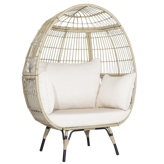 Oversized Patio Rattan Egg Lounge Chair with 4 Cushions, Light Brown at Gallery Canada