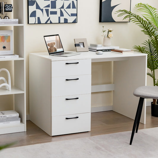 43.5 Inch Computer Desk, 4 Large Drawers, White