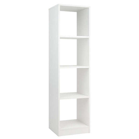 5 Tiers 4-Cube Narrow Bookshelf with 4 Anti-Tipping Kits, White