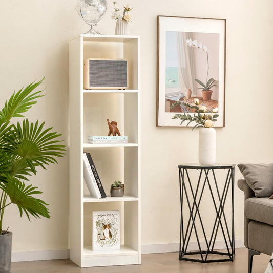 5 Tier 4 Cube Narrow Bookshelf, 4 Anti-Tipping Kits, White Bookcases White at Gallery Canada