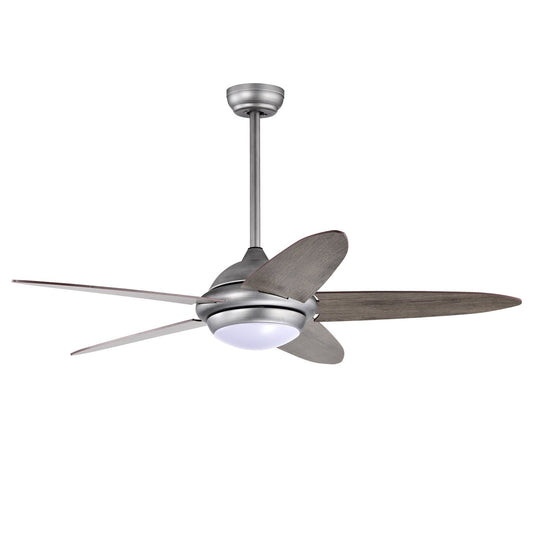 52 Inch Ceiling Fan with Lights and 3 Lighting Colors-Silver Gray, Silver at Gallery Canada