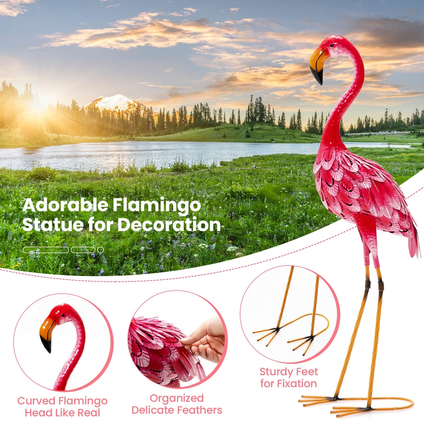 Flamingo Garden Statue Set, 2-Piece, Red Outdoor Decor at Gallery Canada