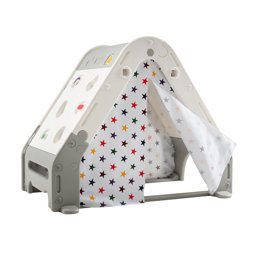 Kid's Triangle Climber with Tent Cover and with Climbing Wall, Gray at Gallery Canada