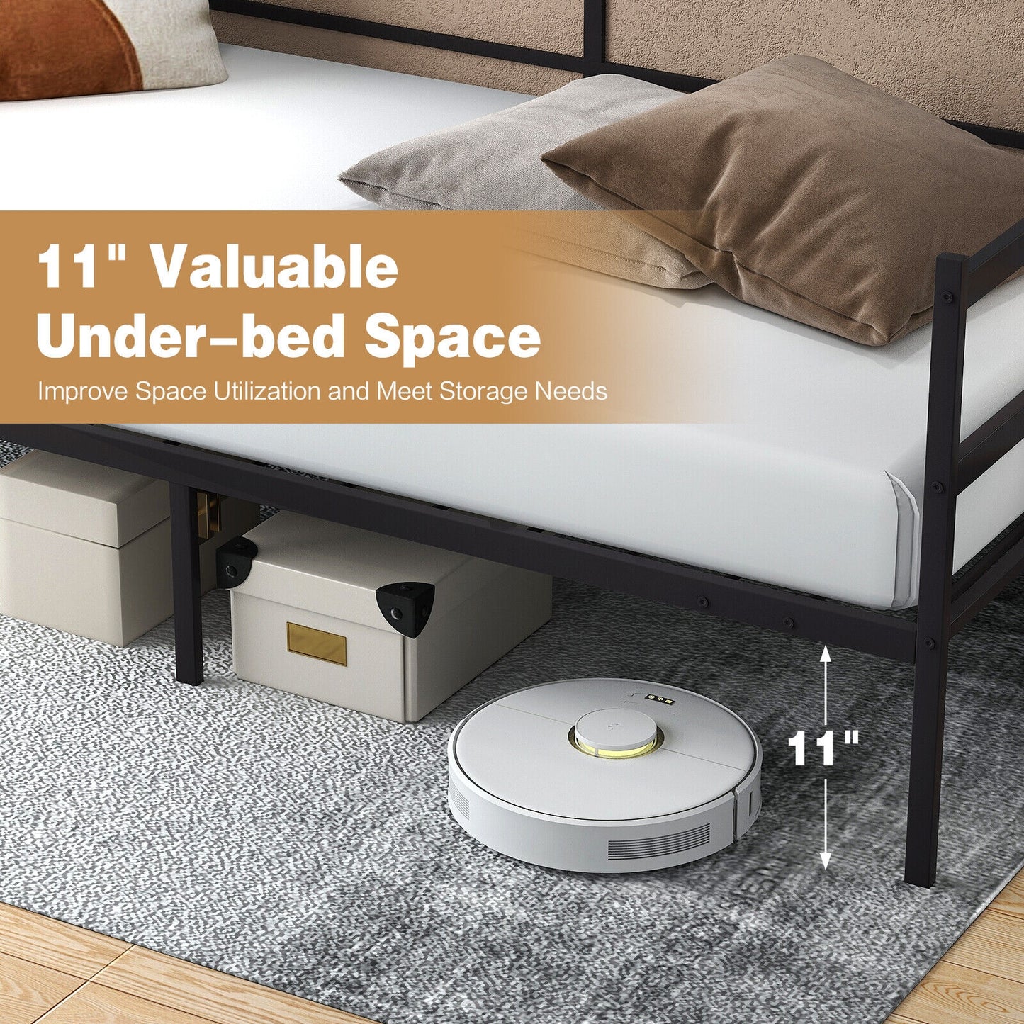 Twin Size Metal Daybed Frame for Living Room Bedroom, Black Trundle Bed Frame at Gallery Canada