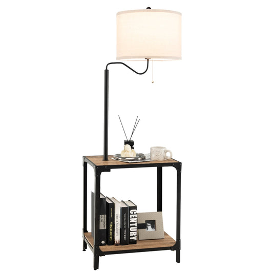 360° Rotatable Floor Lamp with End Table and USB Charging Ports, Black at Gallery Canada