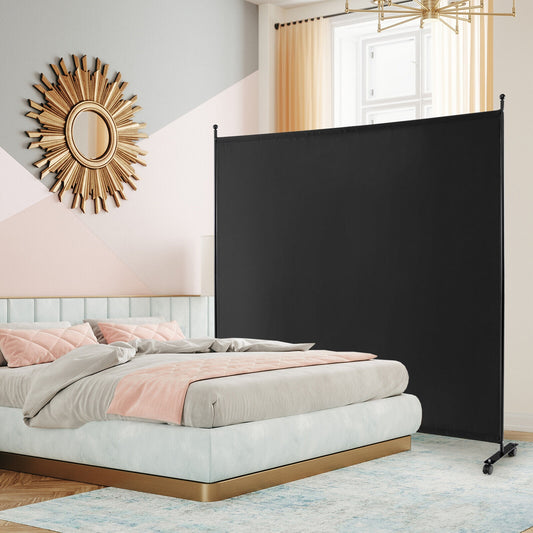 6 Feet Single Panel Rolling Room Divider, Black Room Dividers Black at Gallery Canada