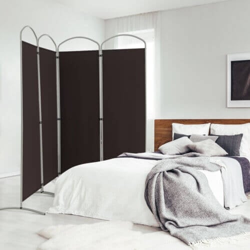 6.2Ft Folding 4-Panel Room Divider, Brown Room Dividers Brown at Gallery Canada